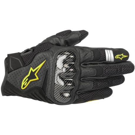 GUANTI MOTO PELLE ESTIVI ALPINESTARS SMX-1 AIR V2 NERO/GIALLO FLUO