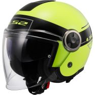 CASCO MOTO JET LS2 CLASSY NERO/GIALLO FLUO