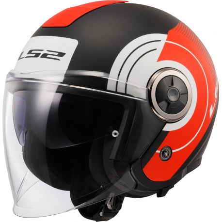 CASCO MOTO JET LS2 CLASSY DISKO NERO OPACO/ROSSO/BIANCO