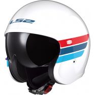 CASCO MOTO JET LS2 RETRO BIANCO/BLU/ROSSO