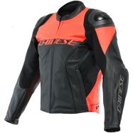 GIACCA MOTO DAINESE RACING 4 IN PELLE TRAFORATA NERO/ROSSO FLUO