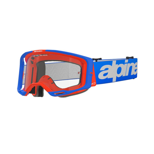 MASCHERA ALPINESTARS VISION 8 WORDMARK BLU/ARANCIO LENTE CHIARA