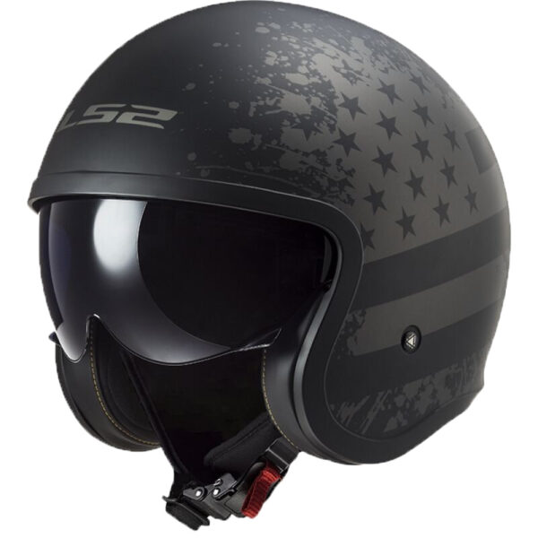 CASCO MOTO JET LS2 SPITFIRE II BLACK FLAG TITANIO